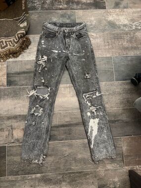 Vintage Distressed Straight Leg Jeans